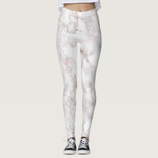 Luxe Faux Roos-gouden marmer Leggings (Voorkant)