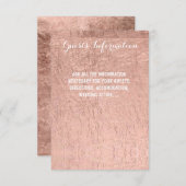 Luxe faux roos goudleaf bruiloft info informatiekaartje (Voorkant / Achterkant)