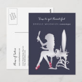 Luxe FAUX Zilveren Vrouw Make-up Afspraak Herinner Briefkaart (Voorkant / Achterkant)