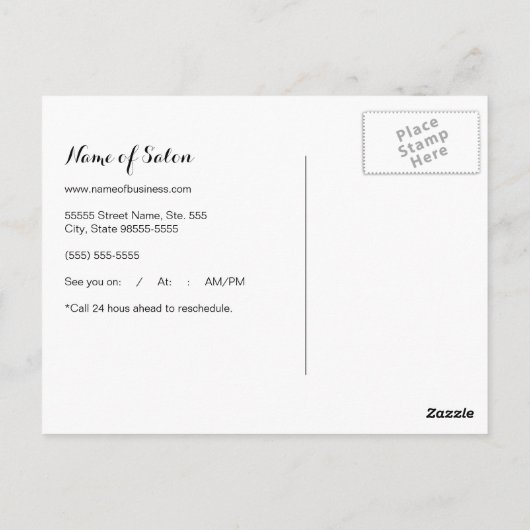 Luxe FAUX Zilveren Vrouw Make-up Afspraak Herinner Briefkaart (Achterkant)