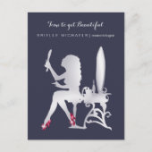 Luxe FAUX Zilveren Vrouw Make-up Afspraak Herinner Briefkaart (Voorkant)