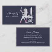 Luxe FAUX Zilveren Vrouw Make-up Artiest Rode Scho Visitekaartje (Voorkant / Achterkant)