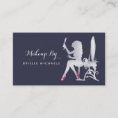 Luxe FAUX Zilveren Vrouw Make-up Artiest Rode Scho Visitekaartje (Voorkant)