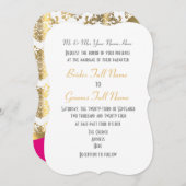 Luxe felroze en goudvochtige bruiloft kaart (Voorkant / Achterkant)