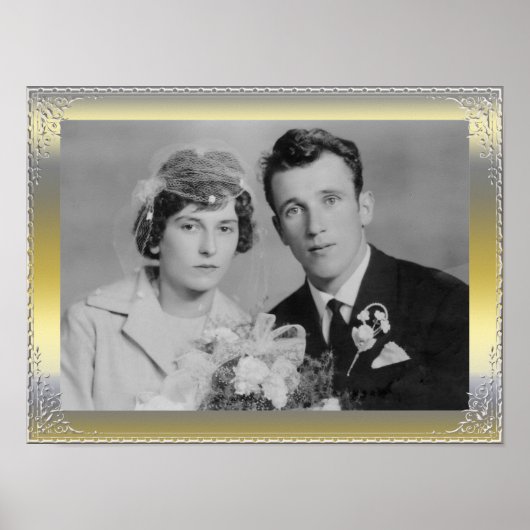 Luxe fijn goud zilveren grens lijst, aangepaste fo poster (Voorkant)