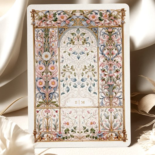 Luxe filigraan rococo bruiloft bloemenboog kaart