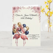 Luxe Flamingo Verjaardag Kaart (Gele Bloem)