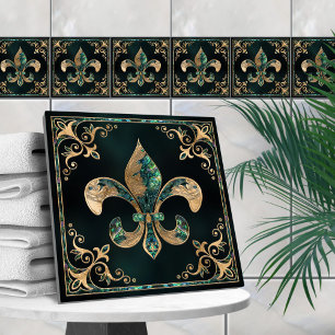 Luxe Fleur-de-lis - Abalone Shell en Goud Tegeltje