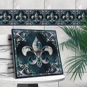 Luxe Fleur-de-lis - Abalone Shell en Pearl Tegeltje