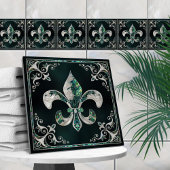 Luxe Fleur-de-lis - Abalone Shell en Pearl Tegeltje