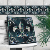 Luxe Fleur-de-lis - Abalone Shell en Pearl Tegeltje