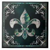 Luxe Fleur-de-lis - Abalone Shell en Pearl Tegeltje (Voorkant)