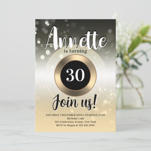 Luxe flitter sparkly verjaardagsfeestje kaart (Staand voorkant)