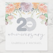 Luxe Floral 20e bruiloft Jubileum Wijn Etiket (Enkel label)