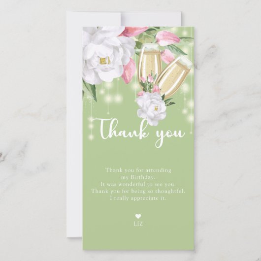 Luxe Floral 30th Birthday Bedankkaart (Voorkant)