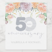 Luxe Floral 50e bruiloft Jubileum Wijn Etiket (Enkel label)
