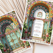 Luxe Floral Arch Art Nouveau bruiloft Kaart