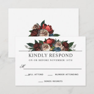 Luxe Floral Arrangement Bruiloft RSVP Reactie Kaart