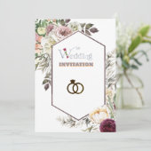 Luxe Floral Art Huwelijksuitnodiging Kaart (Staand voorkant)