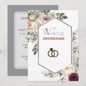 Luxe Floral Art Huwelijksuitnodiging Kaart (Voorkant / Achterkant)