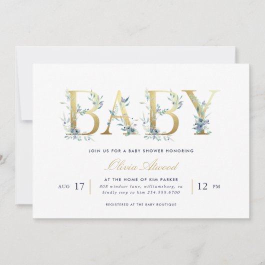 Luxe Floral Baby shower Kaart (Voorkant)
