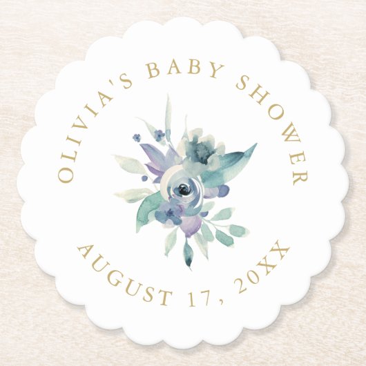 Luxe Floral Baby shower Kartonnen Onderzetters (Voorkant)