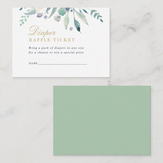 Luxe Floral Baby shower Luier Raffle Kaart (Voorkant / Achterkant)