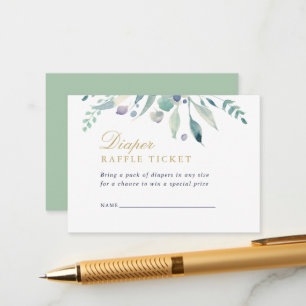 Luxe Floral Baby shower Luier Raffle Kaart