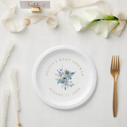 Luxe Floral Baby shower Papieren Bordje (Huwelijk)
