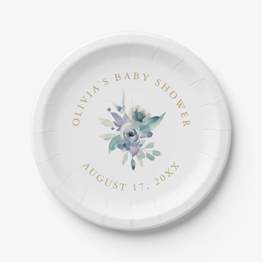 Luxe Floral Baby shower Papieren Bordje (Voorkant)