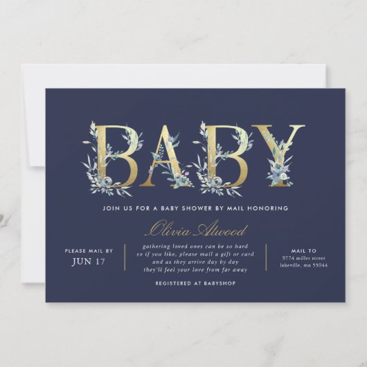 Luxe Floral Baby shower per post Kaart (Voorkant)