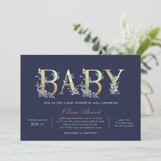 Luxe Floral Baby shower per post Kaart (Staand voorkant)