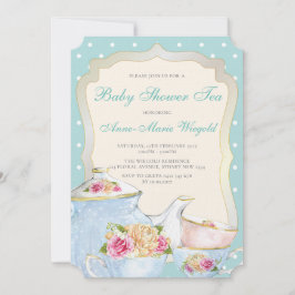 Luxe Floral Baby shower Tea Polka dot Kaart