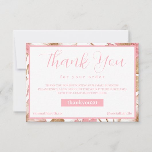 Luxe Floral Botanical Monogram Bestelling Bedankkaart (Voorkant)