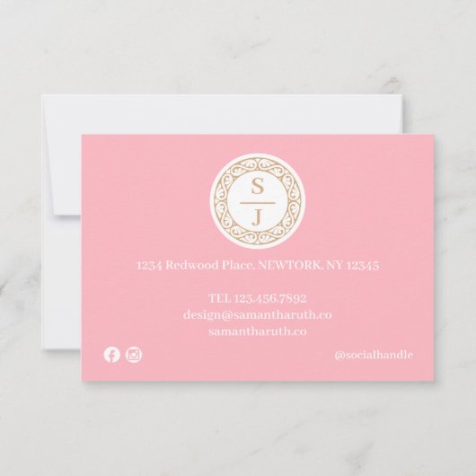 Luxe Floral Botanical Monogram Bestelling Bedankkaart (Achterkant)