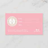 Luxe Floral Botanical Monogram Crest Logo Brand Afsprakenkaartje (Achterkant)