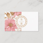 Luxe Floral Botanical Monogram Crest Logo Brand Visitekaartje (Voorkant)