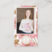 Luxe Floral Botanical Monogram Crest Logo Brand Visitekaartje (Voorkant)