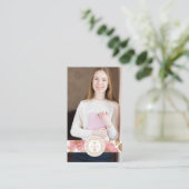 Luxe Floral Botanical Monogram Crest Logo Brand Visitekaartje (Staand voorkant)