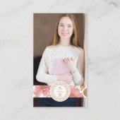 Luxe Floral Botanical Monogram Crest Logo Brand Visitekaartje (Voorkant)