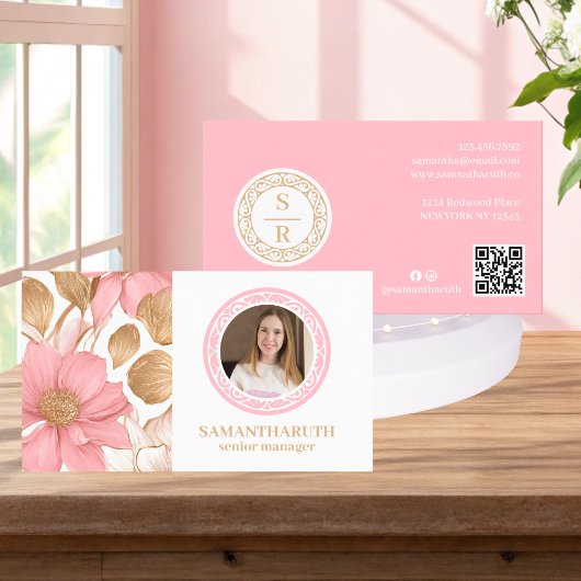 Luxe Floral Botanisch Monogram Logo Merkfoto Visitekaartje