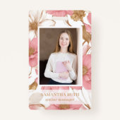 Luxe Floral Botanisch Monogram Logo Waterverf Badge (Voorkant)