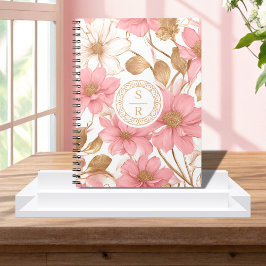 Luxe Floral Botanisch Monogram Logo Waterverf Notitieboek