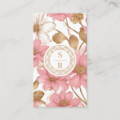Luxe Floral Botanisch Monogram Logo Waterverf Visitekaartje (Voorkant)