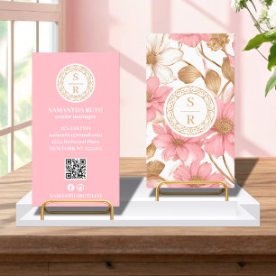 Luxe Floral Botanisch Monogram Logo Waterverf Visitekaartje