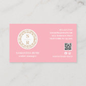 Luxe Floral Botanisch Monogram Logo Waterverf Visitekaartje (Achterkant)