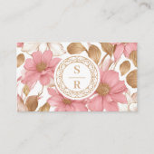 Luxe Floral Botanisch Monogram Logo Waterverf Visitekaartje (Voorkant)
