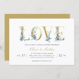 Luxe Floral Couples Shower Invitation Kaart