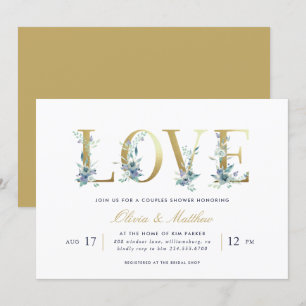 Luxe Floral Couples Shower Invitation Kaart