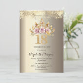 Luxe Floral Crown Gold Confetti 18e verjaardag Kaart (Staand voorkant)